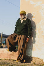 Metele Collar Knit Jersey ( Bottle green and khakhi ) - Image 3