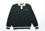 Metele Collar Knit Jersey ( Bottle green and khakhi ) - Image 6